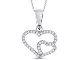 1/10 Carat (ctw G-H, I2-I3) Double Heart Diamond Pendant Necklace in 10K White Gold with Chain